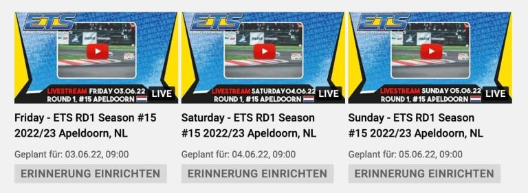 ETS RD1 Season #15 2022/23 will be LIVE in Apeldoorn, NED